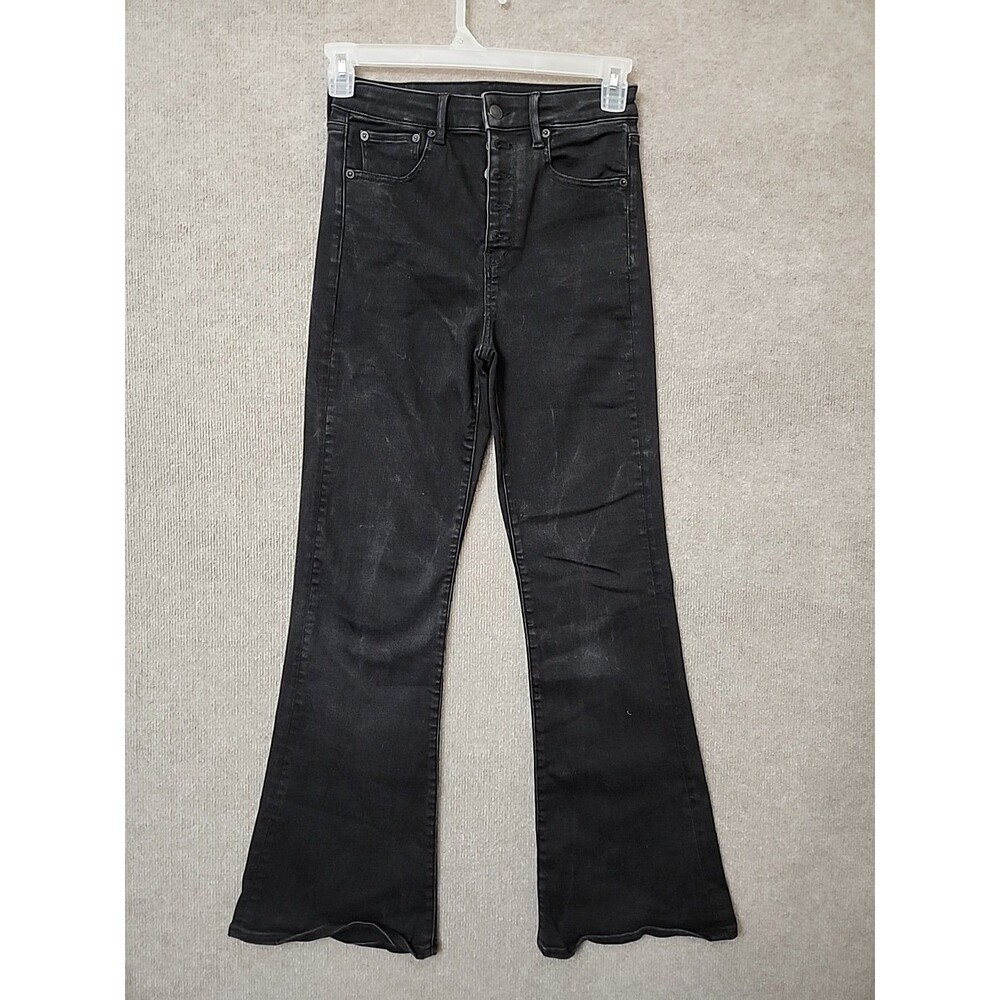 American Eagle Highest Rise Flare Jeans Womens 4 Black Button Fly Next Level